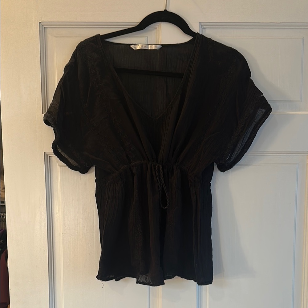Zara Black V-Neck Blouse